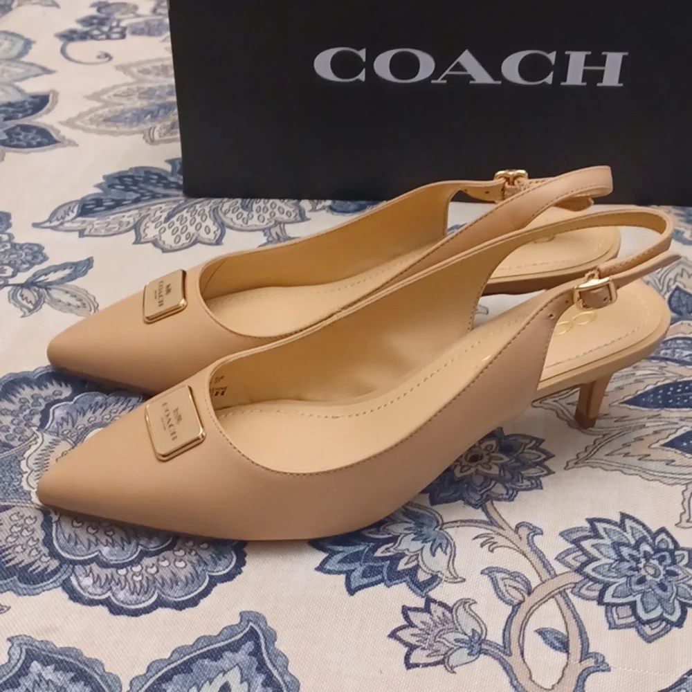Coach Jillian Beachwood  Slingback Heels Great Neutral SZ 6.5B - Picture 12 of 16